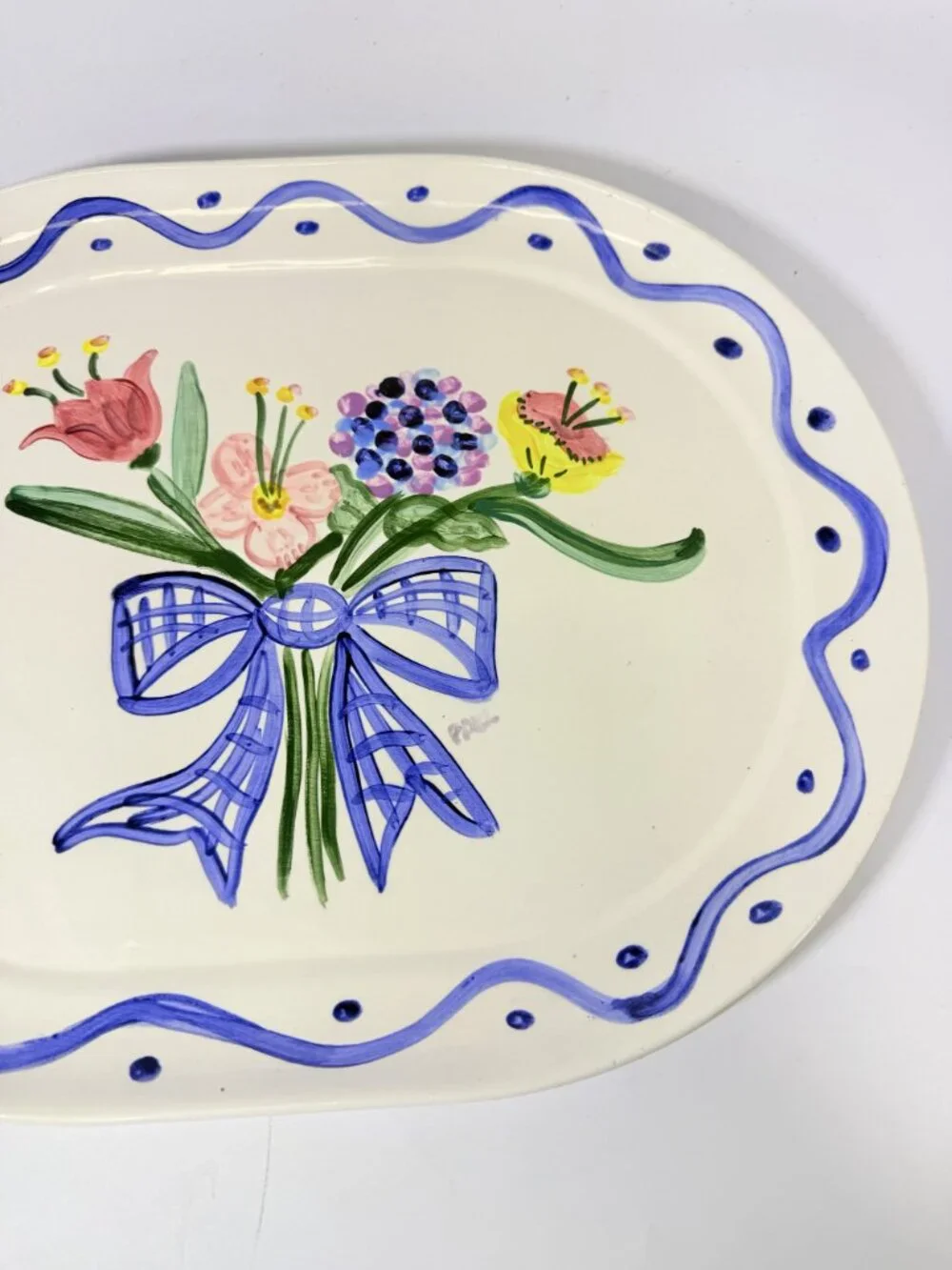 Serving Platter Hand Painted Flowers Made in Charleston PAKL Hostess Pieces Gall